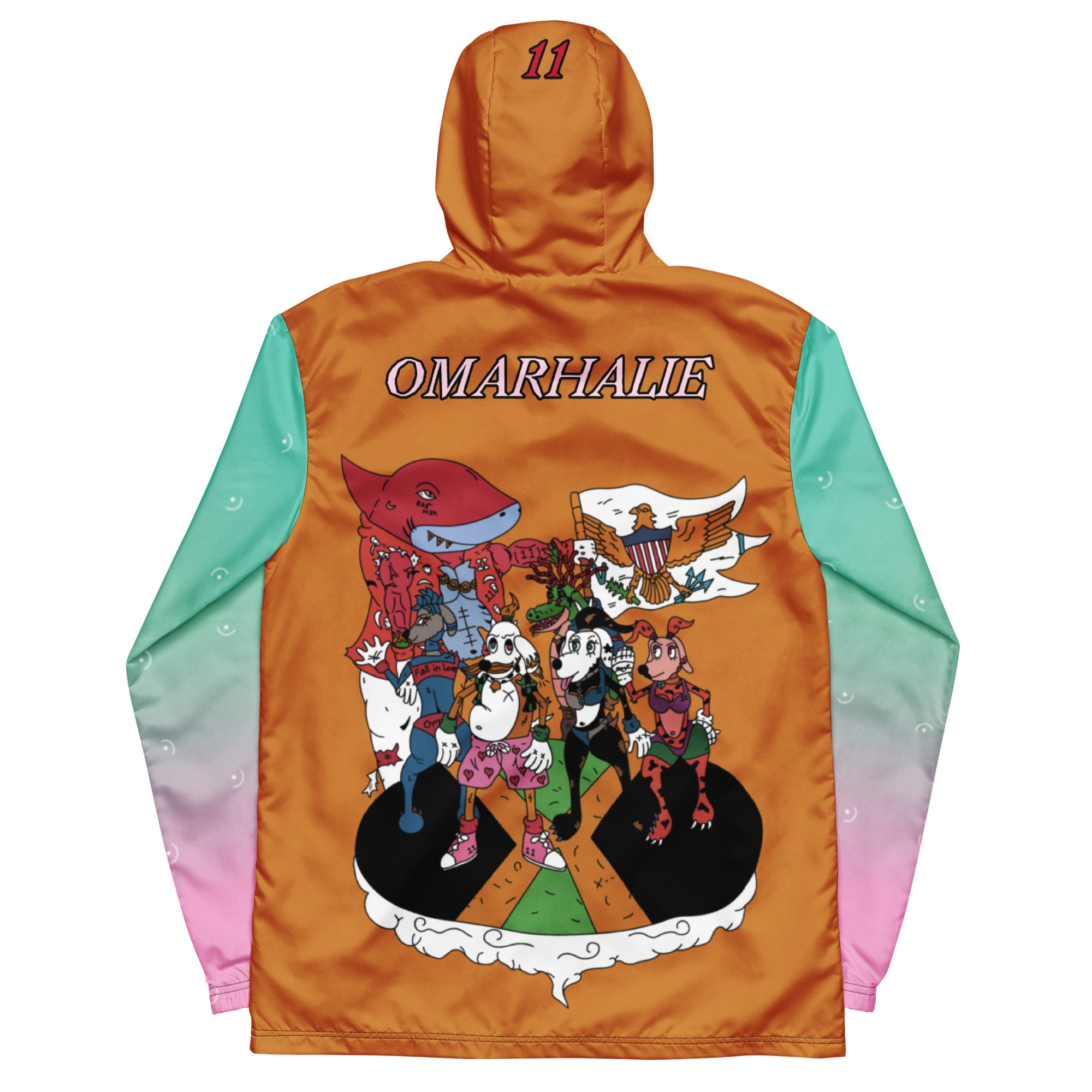 Omarhalie Dogs Virgin Island Jamaica Dance Floor Men’s windbreaker